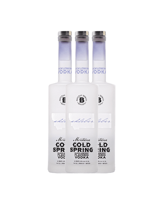 Bozeman Spirits Naturally-flavored Huckleberry Vodka 750 ml (GLASS BOTTLE) - Three Bottle Bundle