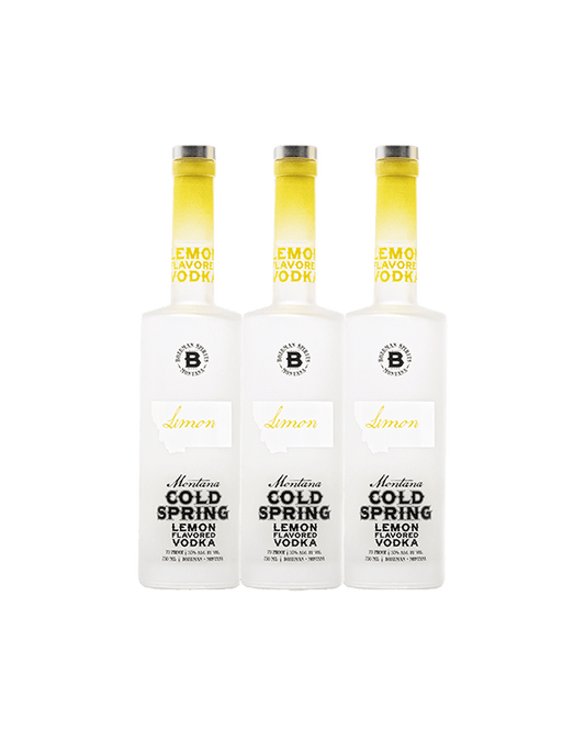 Bozeman Spirits Cold Spring Lemon Vodka 750 ml (GLASS BOTTLE) - Three Bottle Bundle