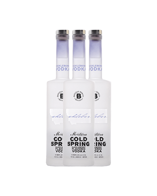 Bozeman Spirits Naturally-flavored Huckleberry Vodka 750 ml (GLASS BOTTLE) - Three Bottle Bundle