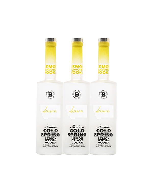 Bozeman Spirits Cold Spring Lemon Vodka 750 ml (GLASS BOTTLE) - Three Bottle Bundle