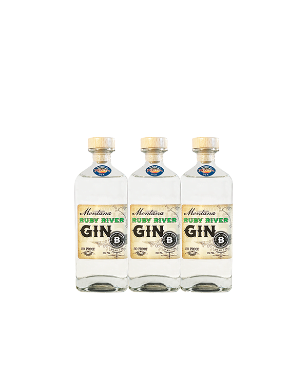 Bozeman Spirits Ruby River Gin 750 ml - Three Bottle Bundle